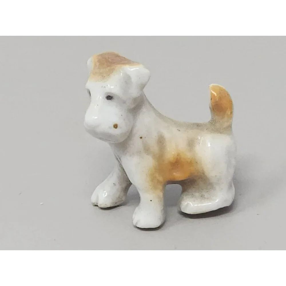 Vintage Miniature Bone China Terrier Schnauzer + Cat Family‎ Figurines Japan
